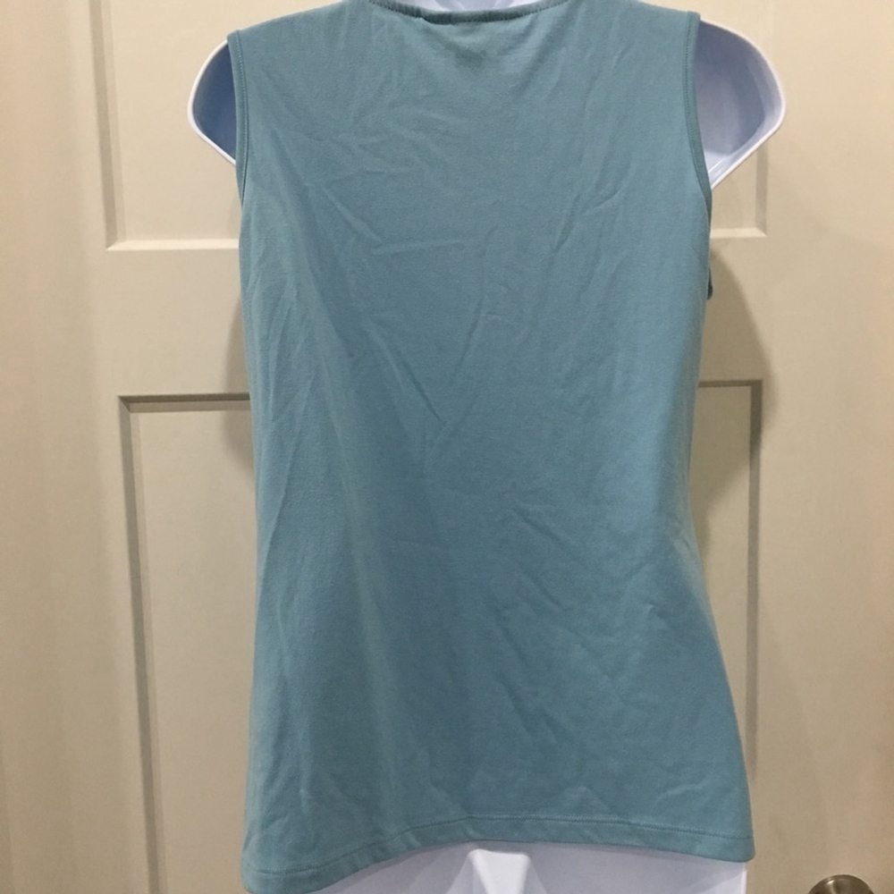 Christopher & Banks Sleeveless ruffle top teal blue green size small - Picture 5 of 7